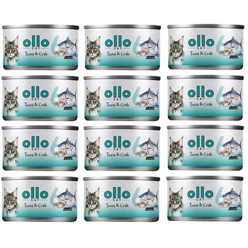 OLLO nr6 MOKRA KARMA W PUSZCE DLA KOTA KOCIĄT NATURALNA TUŃCZYK I KRAB 12x70g