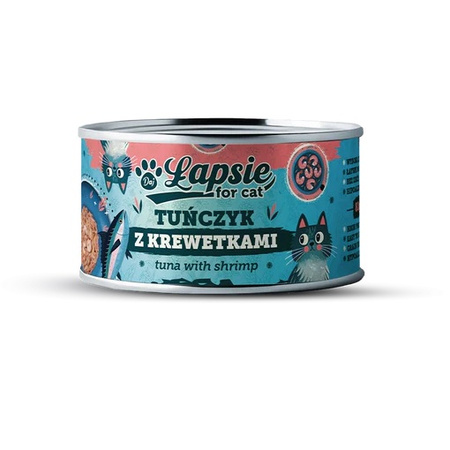 ŁAPSIE FOR CAT MOKRA KARMA DLA KOTA MIX SMAKÓW W BULIONIE PUSZKA 16x80g