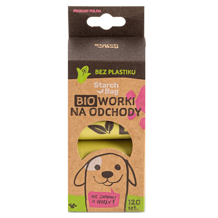 StarchBag WORKI NA ODCHODY PSA PSIE KUPY BIODEGRADOWALNE ZIELONE 21x32cm 120szt 8x15szt