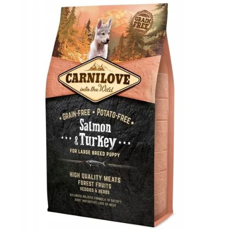 CARNILOVE SALMON & TURKEY FOR LARGE BREED PUPPY KARMA DLA SZCZENIĄT DUŻYCH RAS ŁOSOŚ INDYK 1,5kg