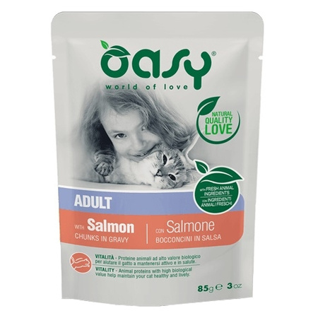 OASY CHUNKS IN GRAVY MOKRA KARMA DLA KOTA ŁOSOŚ TUŃCZYK MULTIPACK 4x85g