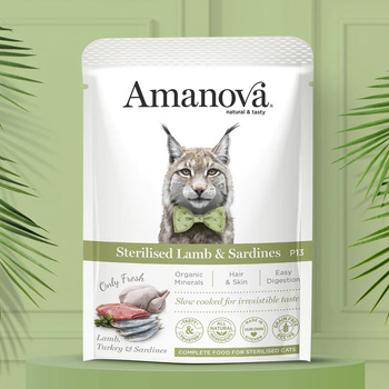 AMANOVA P13 MOKRA KARMA DLA KOTA JAGNIĘCINA SARDYNKA STERYLIZOWANY 85g