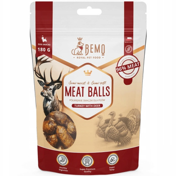 BEMO MEAT BALLS TURKEY WITH DEER PRZYSMAK DLA PSA INDYK JELEŃ 180g