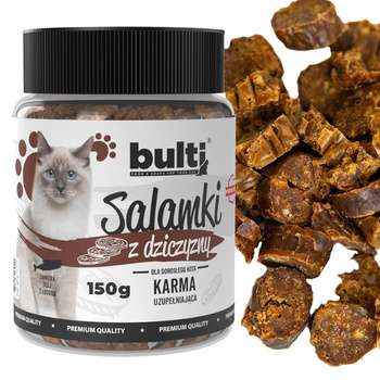 BULTI SALAMKI Z DZICZYZNY PRZYSMAKI DLA KOTA MIĘSNE 150g