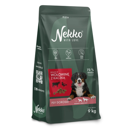 NEKKO SUCHA KARMA DLA PSA ŚREDNIE DUŻE RASY WOŁOWINA Z KACZKĄ 9kg