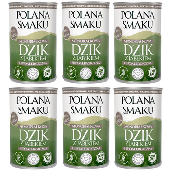 POLANA SMAKU KARMA DLA DOROSŁYCH PSÓW MOKRA DZIK Z JABŁKIEM 6x400g