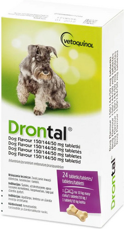 VETOQUINOL DRONTAL ODROBACZENIE DLA PSÓW do 10kg 24szt