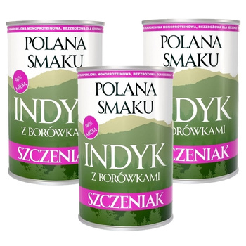POLANA SMAKU KARMA DLA SZCZENIĄT MOKRA INDYK Z BORÓWKAMI 3x400g
