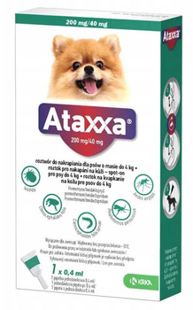 ATAXXA KROPLE NA KLESZCZE DLA PSA O MASIE DO 4kg 1x0,4ml