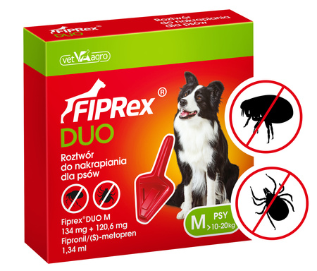 FIPREX DUO KROPLE NA KLESZCZE PCHŁY DLA PSA M 10-20kg