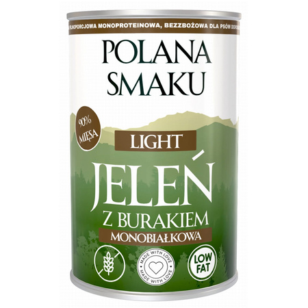 POLANA SMAKU LIGHT KARMA DLA DOROSŁYCH PSÓW MOKRA JELEŃ Z BURAKIEM 400g