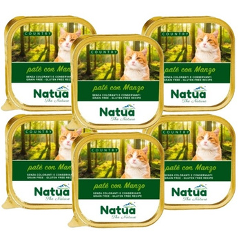 NATUA COUNTRY BEEF MOKRA KARMA DLA KOTÓW PASZTET Z WOŁOWINĄ TACKA KOTA 6x100g