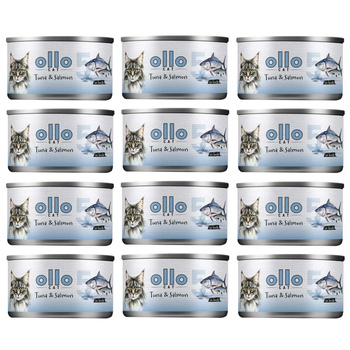 OLLO nr5 MOKRA KARMA W PUSZCE DLA KOTA KOCIĄT NATURALNA TUŃCZYK I ŁOSOŚ 12x70g