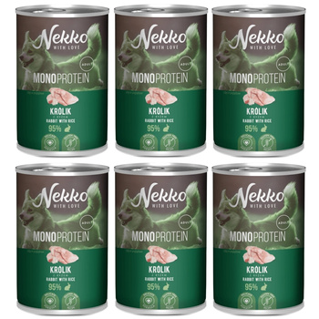 NEKKO MONOPROTEIN ADULT MOKRA KARMA DLA PSA KRÓLIK Z RYŻEM 6x400g