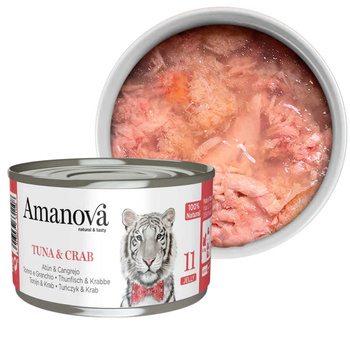 AMANOVA 11 MOKRA KARMA DLA KOTA TUŃCZYK KRAB W GALARECIE 70g