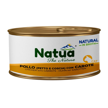 NATUA NATURAL MOKRA KARMA DLA KOTA KURCZAK PIERŚ I UDKA Z MARCHEWKĄ W BULIONIE PUSZKA 85g