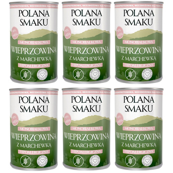 POLANA SMAKU MOKRA KARMA DLA DOROSŁYCH PSÓW WIEPRZOWINA Z MARCHEWKĄ 6x400g