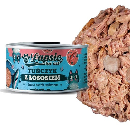 DAJ ŁAPSIE FOR CAT MOKRA KARMA DLA KOTA TUŃCZYK Z ŁOSOSIEM W BULIONIE PUSZKA 80g