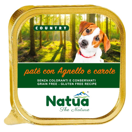  NATUA COUNTRY LAMB CARROTS MOKRA KARMA DLA PSA PASZTET JAGNIĘCINA I MARCHEWKA 6x100g