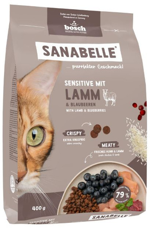  SANABELLE ADULT SENSITIVE LAMB KOMPLETNA SUCHA KARMA DLA KOTA Z JAGNIĘCINĄ 6x400g