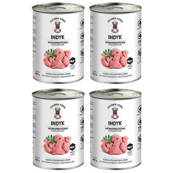 KUCHNIA SZEFA MOKRA KARMA DLA PSA MONOPROTEINOWA INDYK 4x400g