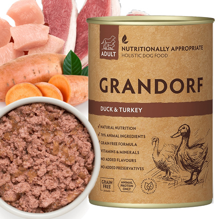 GRANDORF DUCK TURKEY KACZKA INDYK MOKRA KARMA W PUSZCE DLA PSA 400g