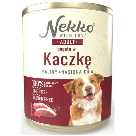 NEKKO MOKRA KARMA DLA PSA ADULT KACZKA MALINY NASIONA CHIA 4x800g