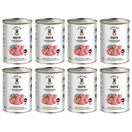 KUCHNIA SZEFA MOKRA KARMA DLA PSA MONOPROTEINOWA INDYK 8x400g