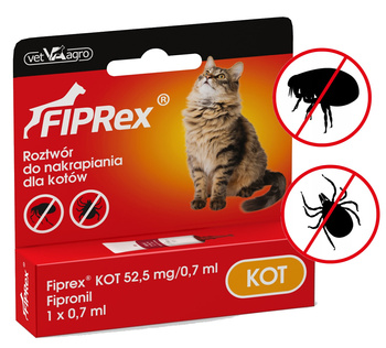 FIPREX KROPLE NA KLESZCZE PCHŁY DLA KOTA 1x0,7ml