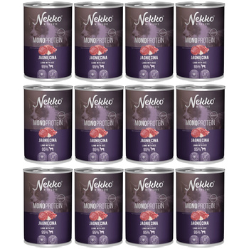 NEKKO MONOPROTEIN ADULT MOKRA KARMA DLA PSA JAGNIĘCINA Z RYŻEM 12x400g