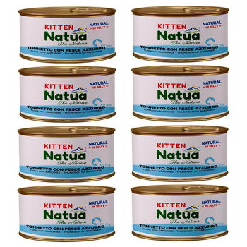 NATUA NATURAL KITTEN MOKRA KARMA DLA KOCIĄT TUŃCZYK Z SARDYNKAMI W GALARETCE PUSZKA 8x85g
