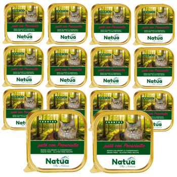 NATUA COUNTRY HAM MOKRA KARMA DLA KOTÓW PASZTET Z SZYNKĄ TACKA KOTA 14x100g
