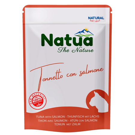 NATUA NATURAL MOKRA KARMA DLA KOTÓW TUŃCZYK Z ŁOSOSIEM W GALARETCE SASZETKA KOTA 70g