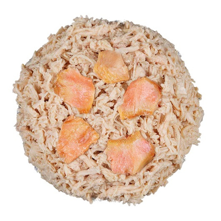 ŁAPSIE FOR CAT MOKRA KARMA DLA KOTA KURCZAK Z ŁOSOSIEM W BULIONIE PUSZKA 12x80g