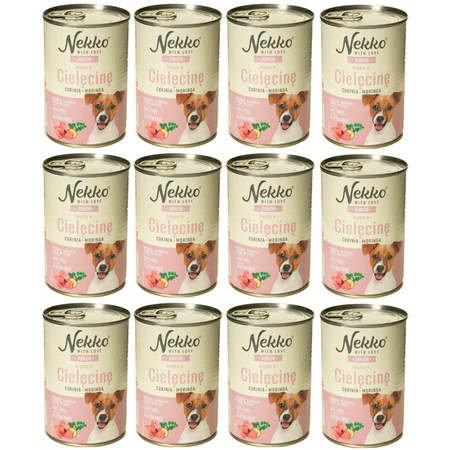NEKKO JUNIOR MOKRA KARMA DLA SZCZENIĄT PSA CIELĘCINA CUKINIA 12x400g