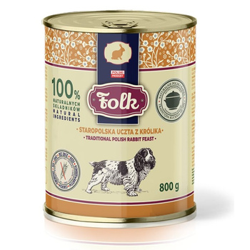 KARMA MOKRA DLA PSA PEŁNOPORCJOWA FOLK STAROPOLSKA UCZTA KRÓLIK PUSZKA 800g