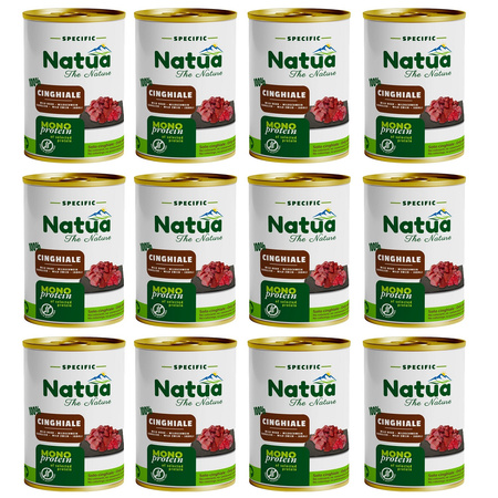 KARMA MOKRA DLA PSA MONOPROTEINOWA NATURALNA NATUA DZIK PASZTET 12x400g