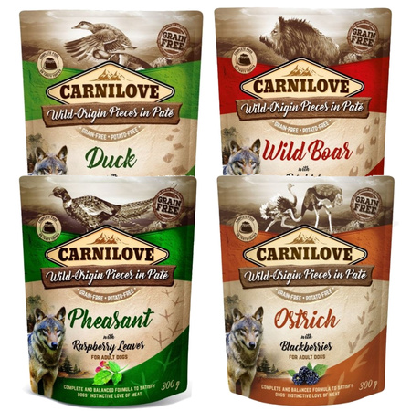 CARNILOVE DOG POUCH WILD MOKRA KARMA DLA PSA MIX SMAKÓW 4x300g