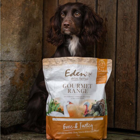  EDEN GOURMET KARMA SUCHA PEŁNOPORCJOWA DLA SZCZENIĄT PSÓW DOROSŁYCH SENIORÓW GĘŚ I INDYK 2kg