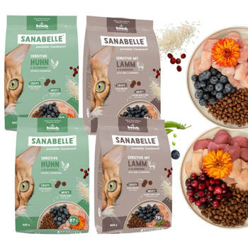 SANABELLE ADULT SENSITIVE KOMPLETNA SUCHA KARMA DLA KOTA MIX SMAKÓW 4x400g