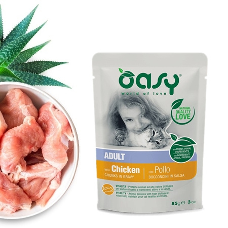 OASY CHUNKS IN GRAVY MOKRA KARMA DLA KOTA KURCZAK W SOSIE SASZETKA 85g