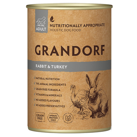 GRANDORF RABBIT TURKEY KRÓLIK INDYK MOKRA KARMA W PUSZCE DLA PSA 400g