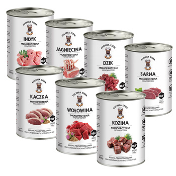 KUCHNIA SZEFA MOKRA KARMA DLA PSA MONOPROTEINOWA MIX SMAKÓW 7x400g
