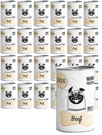 PAKA ZWIERZAKA MOKRA KARMA DLA PSA PEPE BEEF WOŁOWINA 24x400g