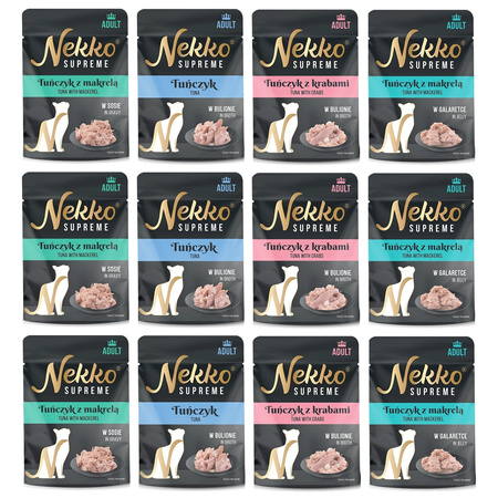 ZW25070643 NEKKO SUPREME MOKRA KARMA W SASZETCE DLA KOTA MIX SMAKÓW 12x70g