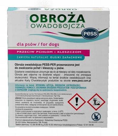 PESS OBROŻA NA PCHŁY KLESZCZE PSA OWADOBÓJCZA 75cm