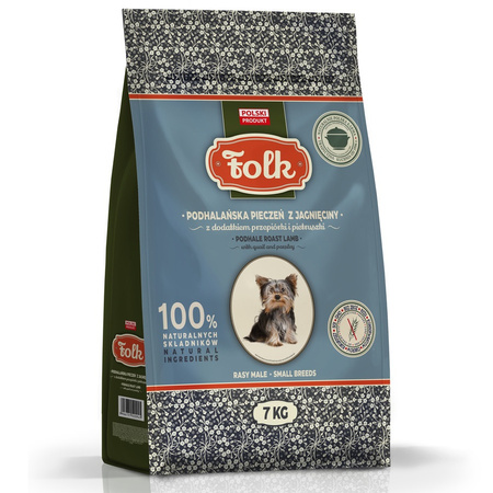 KARMA SUCHA DLA PSA RASY MAŁE PEŁNOPORCJOWA FOLK MINI JAGNIĘCINA PRZEPIÓRKA PIETRUSZKA 7kg