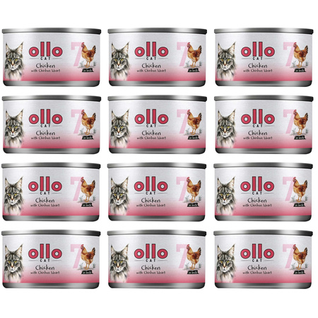 OLLO nr7 MOKRA KARMA W PUSZCE DLA KOTA KOCIĄT NATURALNA KURCZAK I SERCA Z KURCZAKA 12x70g