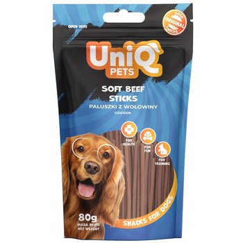 UNIQ PETS MIĘKKIE PALUSZKI Z WOŁOWINY MIĘSNY PRZYSMAK DLA PSA 80g