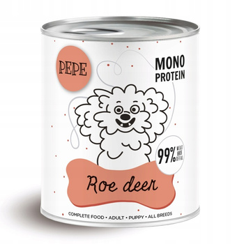 PAKA ZWIERZAKA KARMA DLA PSA SZCZENIĄT PEPE MONOPROTEIN ROE DEER SARNA 800g